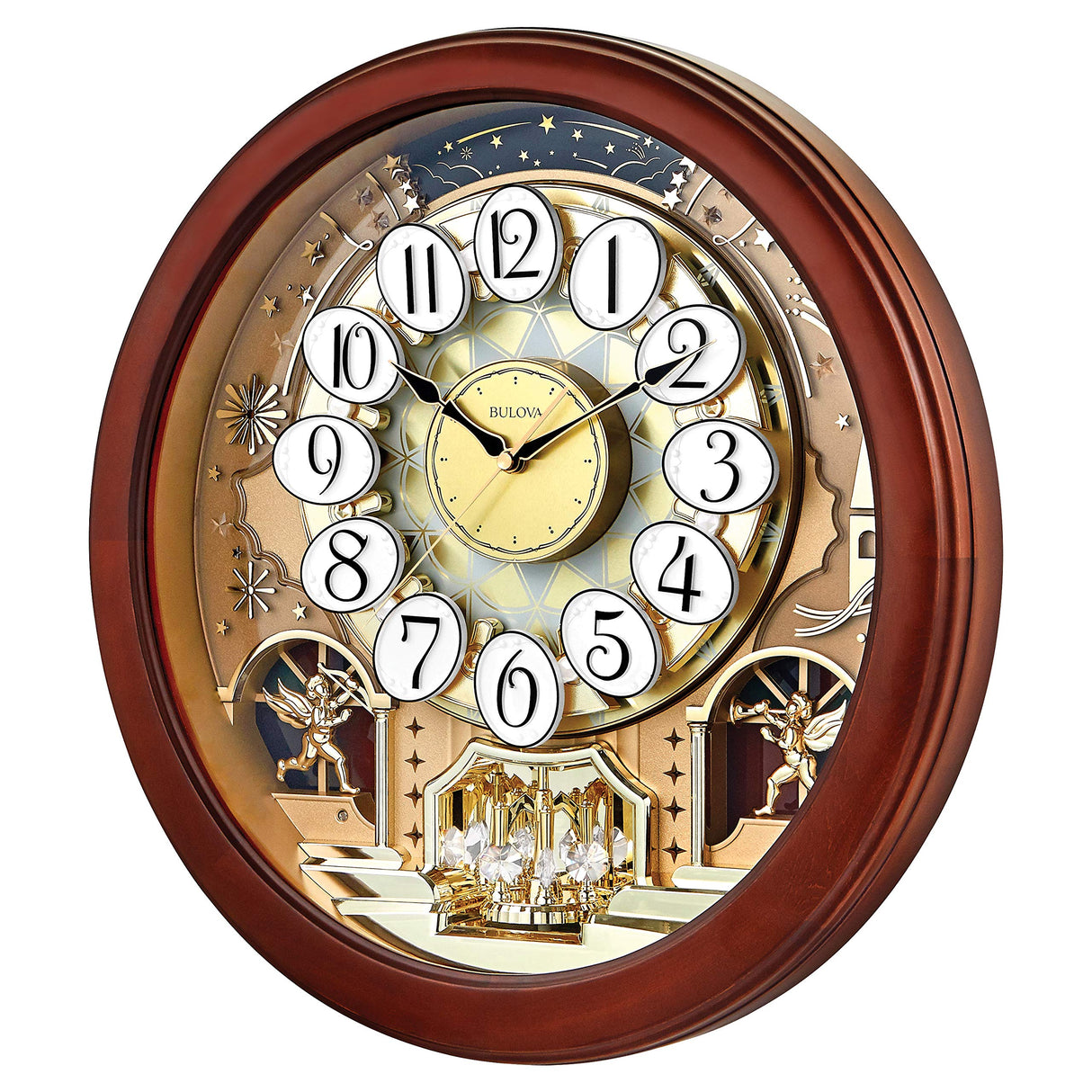 Dancing Tune Strike & Chime Wall Clock, Brown Cherry