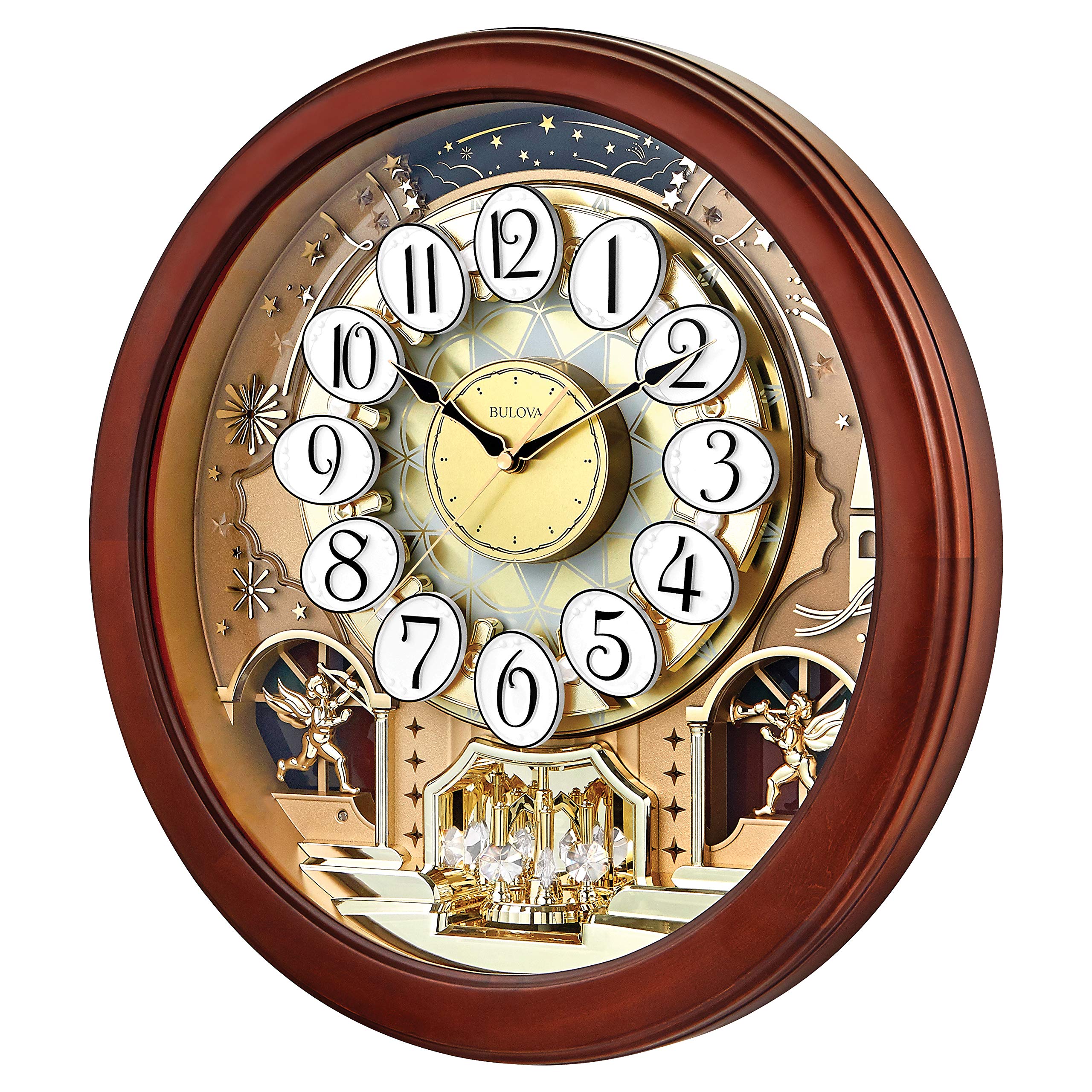 Dancing Tune Strike & Chime Wall Clock, Brown Cherry