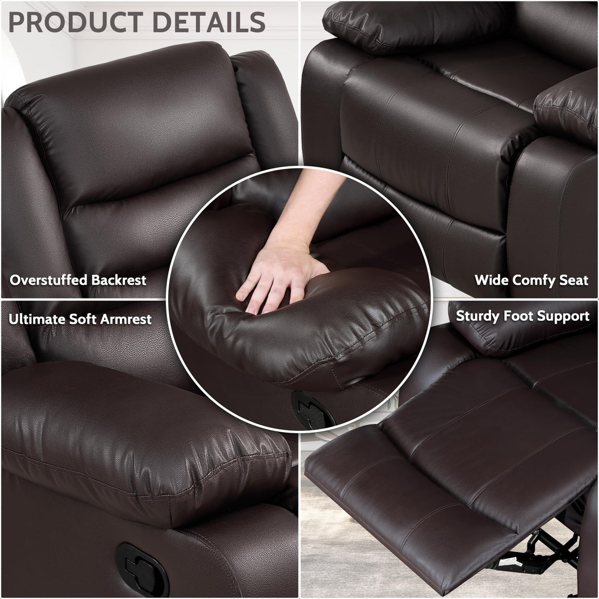 Oversized Rocker Recliner Chair - Comfy Wide Lazy Boy Recliner Chair