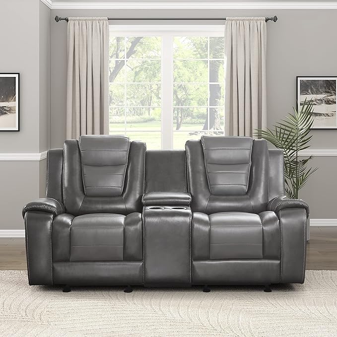 Manual Double Glider Reclining Loveseat, Two-Tone Brown