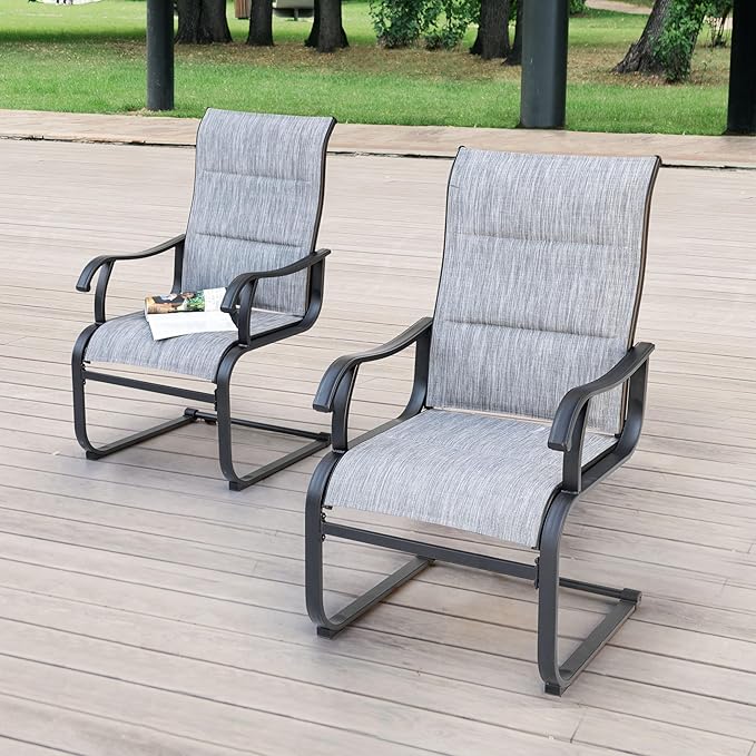 Patio Dining Chairs Set of 2, All Weather Outdoor Padded Textilene Patio Chairs