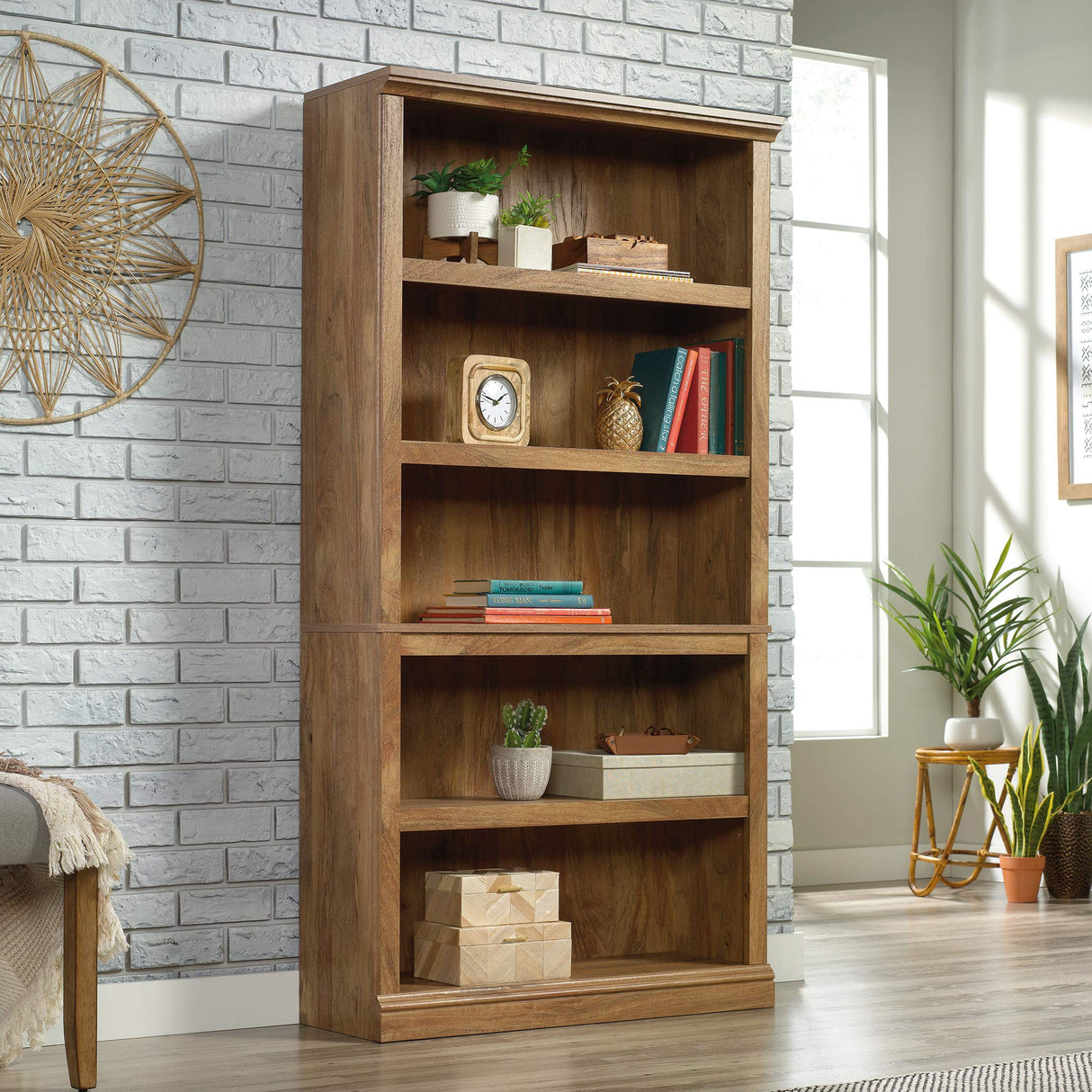 5 Tier Book Shelf Wooden Bookcase Multipurpose Bookshelf for Home Office
