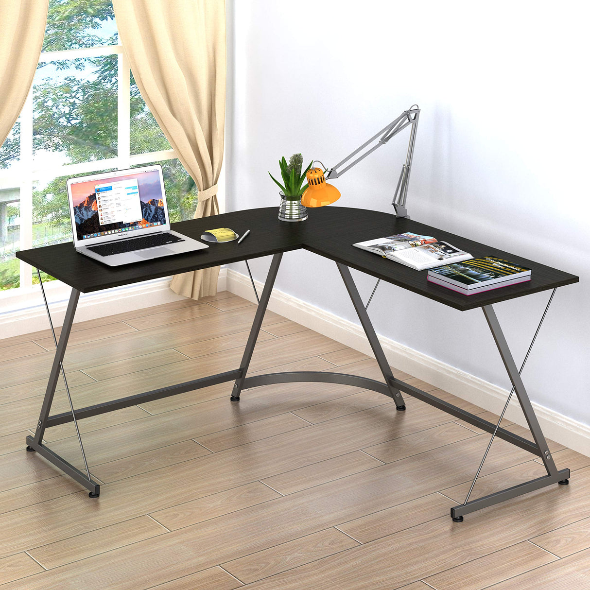 L-Shaped Computer Gaming Desk, Espresso