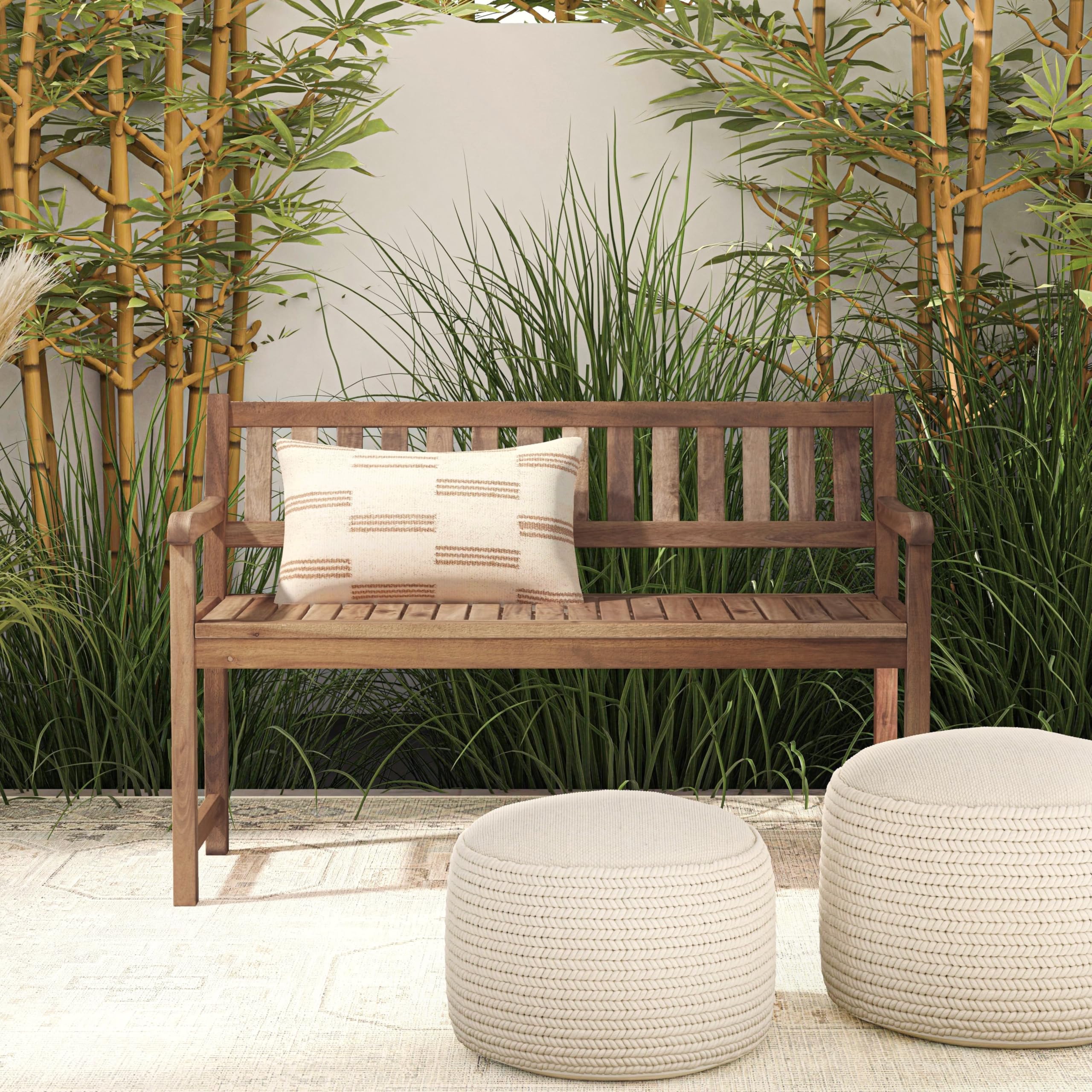 Acorn Chandler Finished Acacia Wood Outdoor Bench