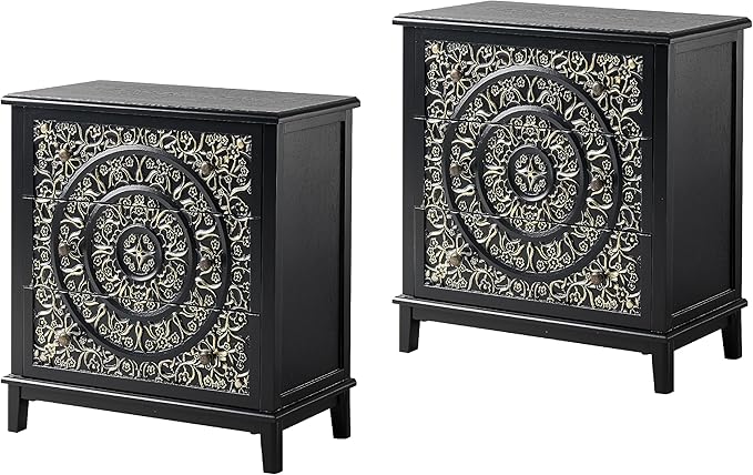 3-Drawer Fully-Assembled Flower Motif Dresser for French Country, Farmhouse, Modern