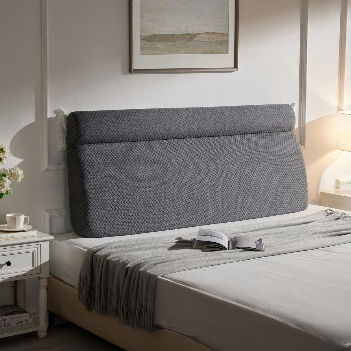 Pillow Headboard, Queen Triangle Headboard Pillow, Bed Wedge Pillow for Headboard,