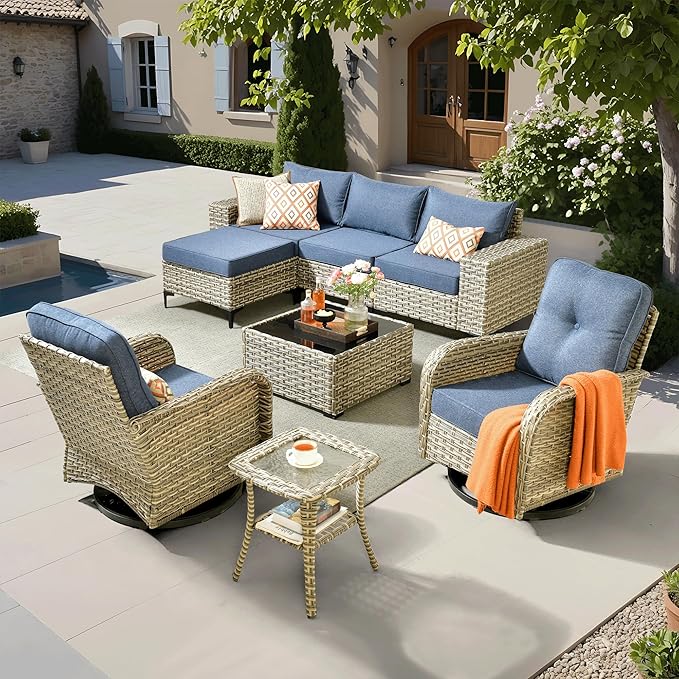 5 Pieces Patio Furniture Set Outdoor Sectional Sofa Couch with Comfy Cushions and Deep Seat
