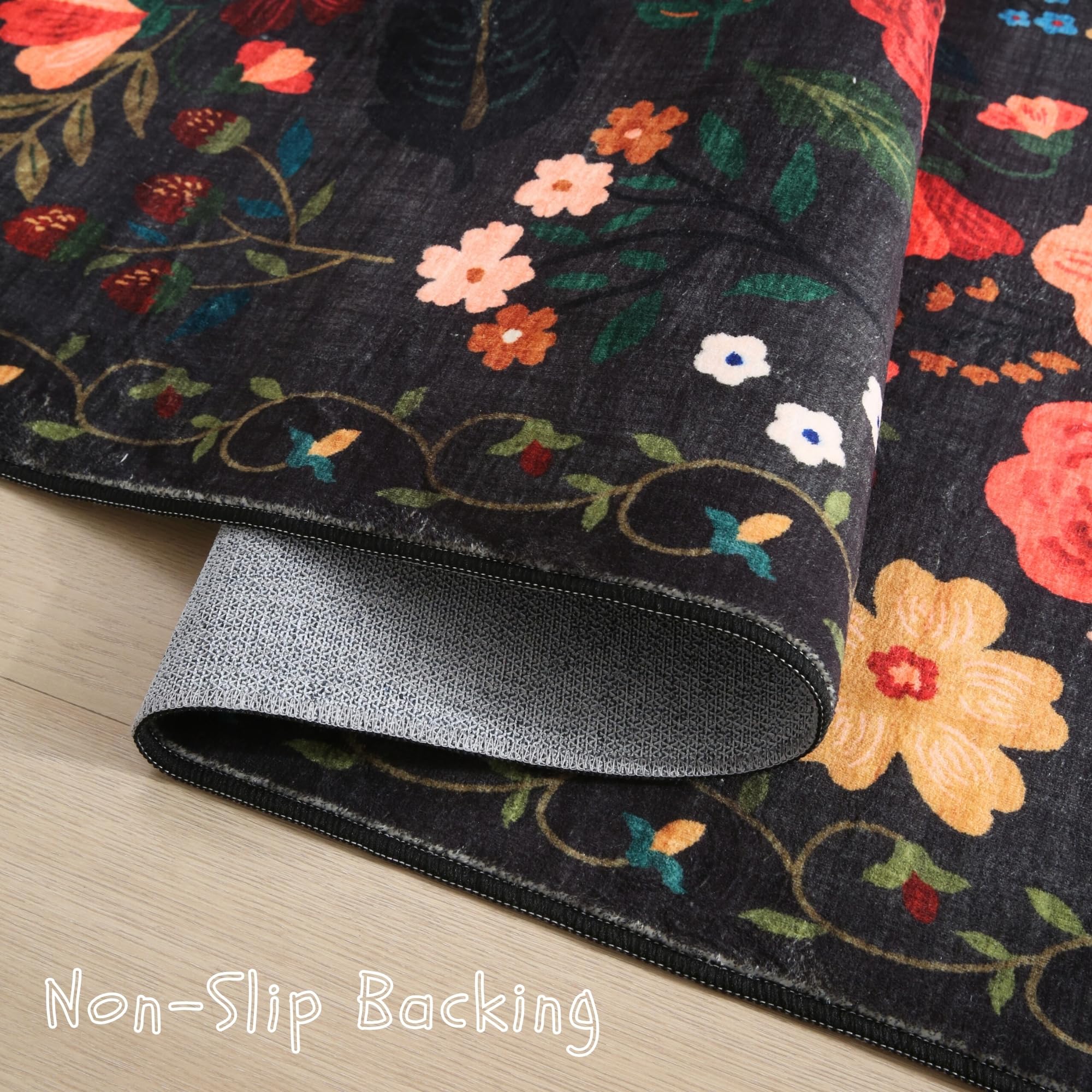 Living Room Rug 5x7 Rug Machine Washable Boho Area Rug Non Slip Floral