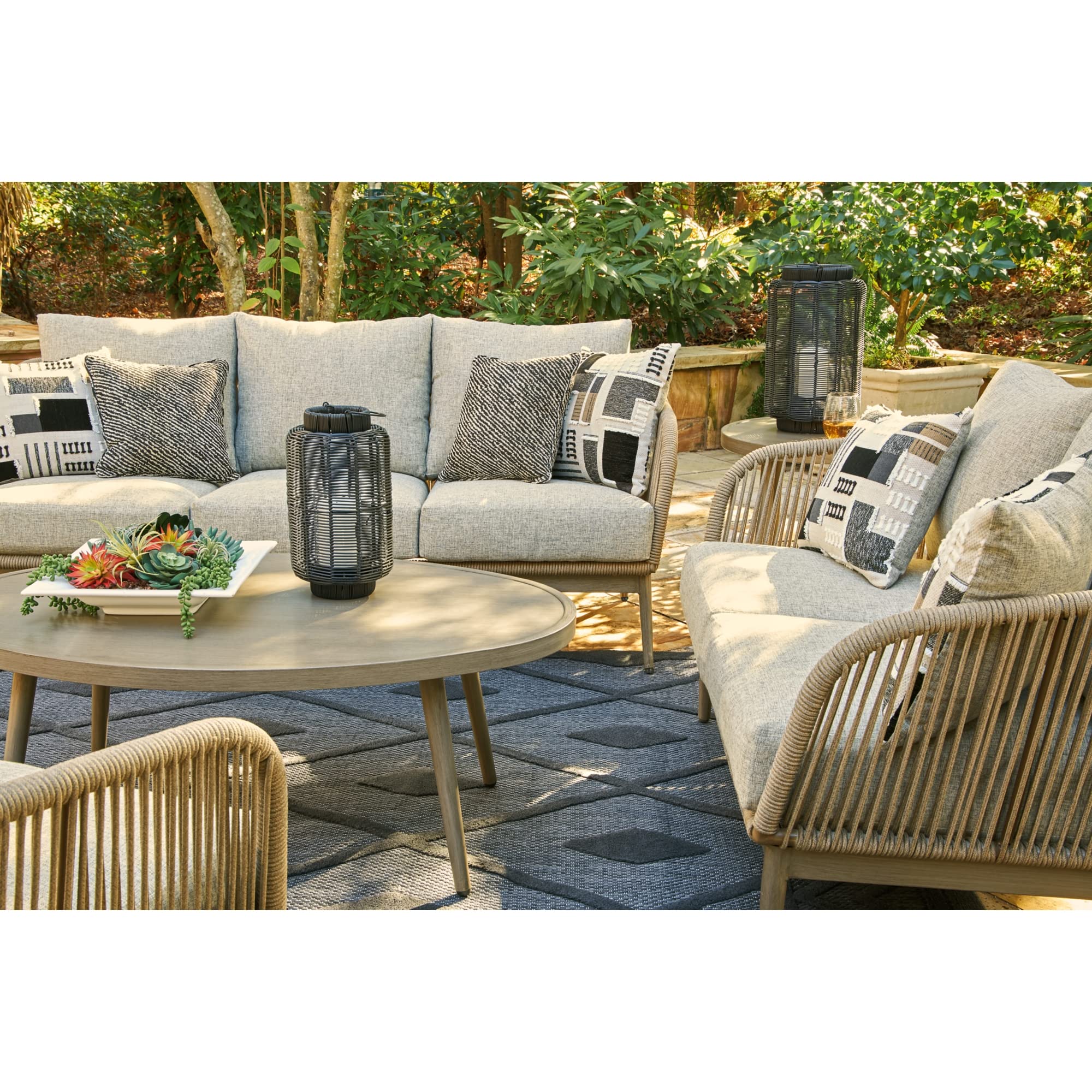 Swiss Valley Bohemian Outdoor Sofa with Cushion, Light Brown
