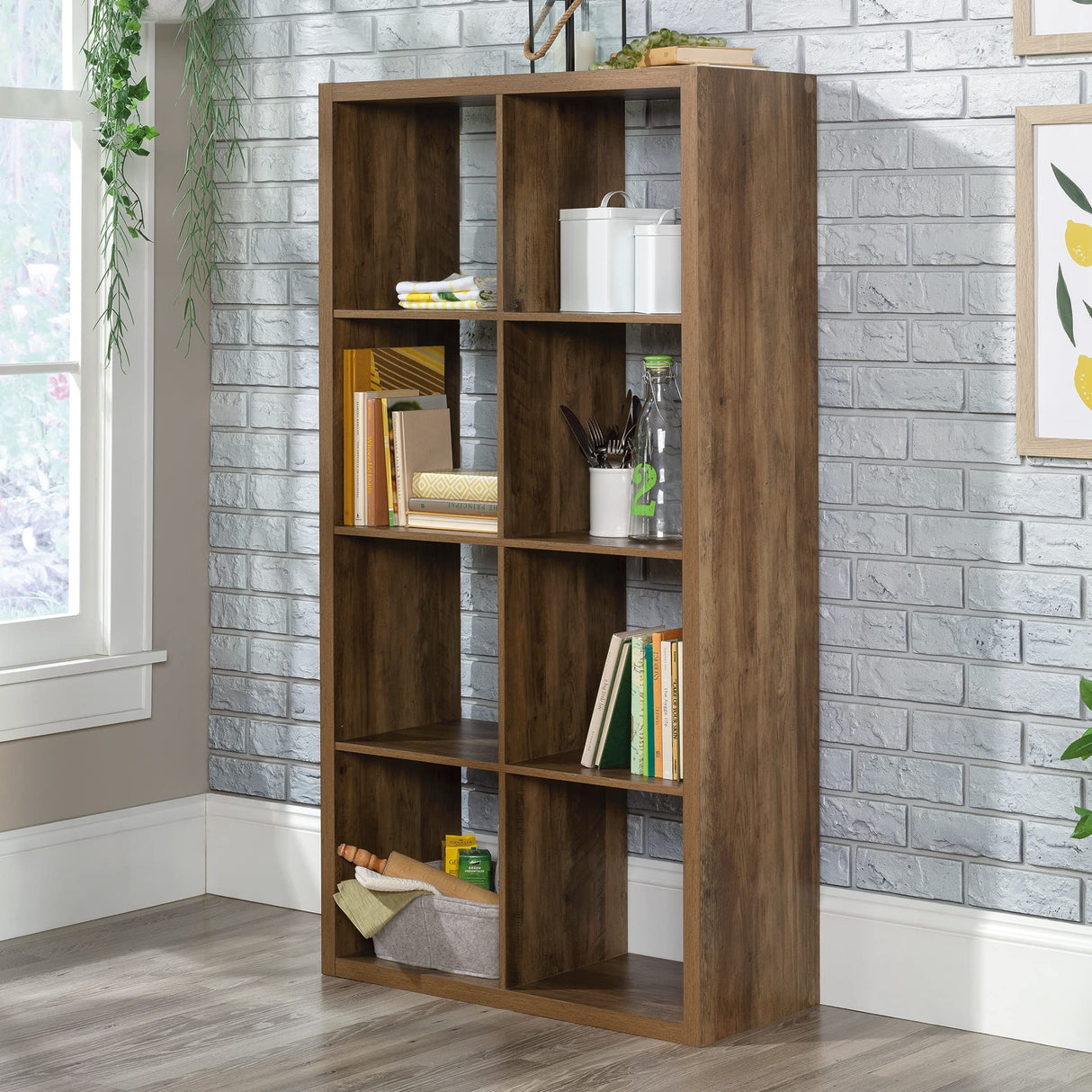 Miscellaneous 8-Cube Organizer Storage Bookcase/Pantry cabinets, L: 29.84" x W: 13.03" x H: 57.87", Rural Pine