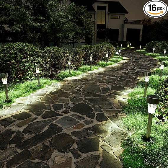 Outdoor Lights Pathway, Stainless Steel Solar Lights