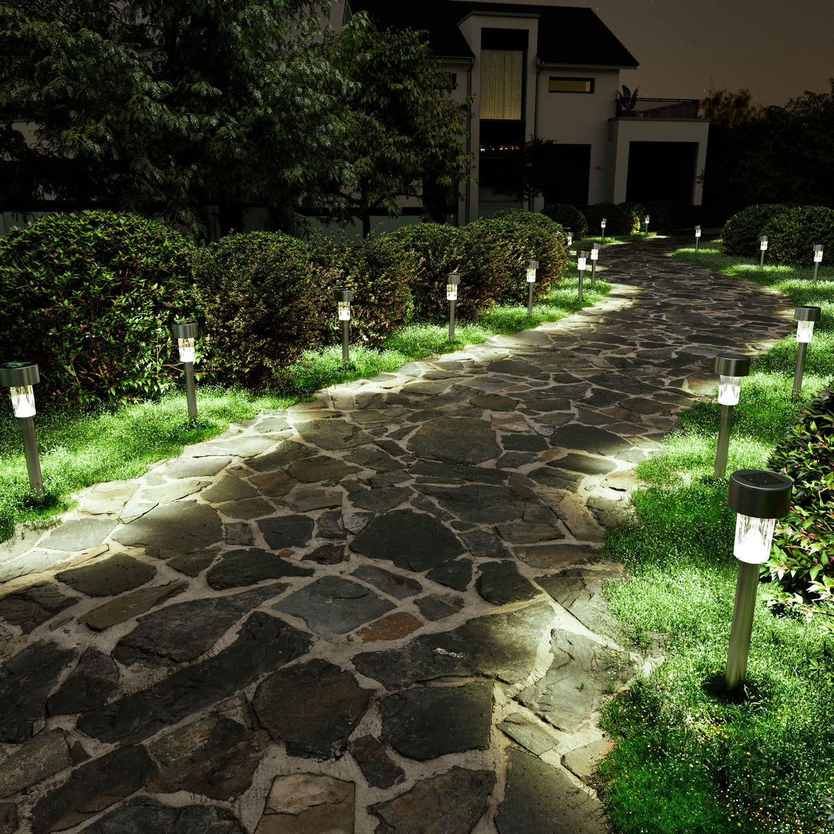 Outdoor Lights Pathway, Stainless Steel Solar Lights