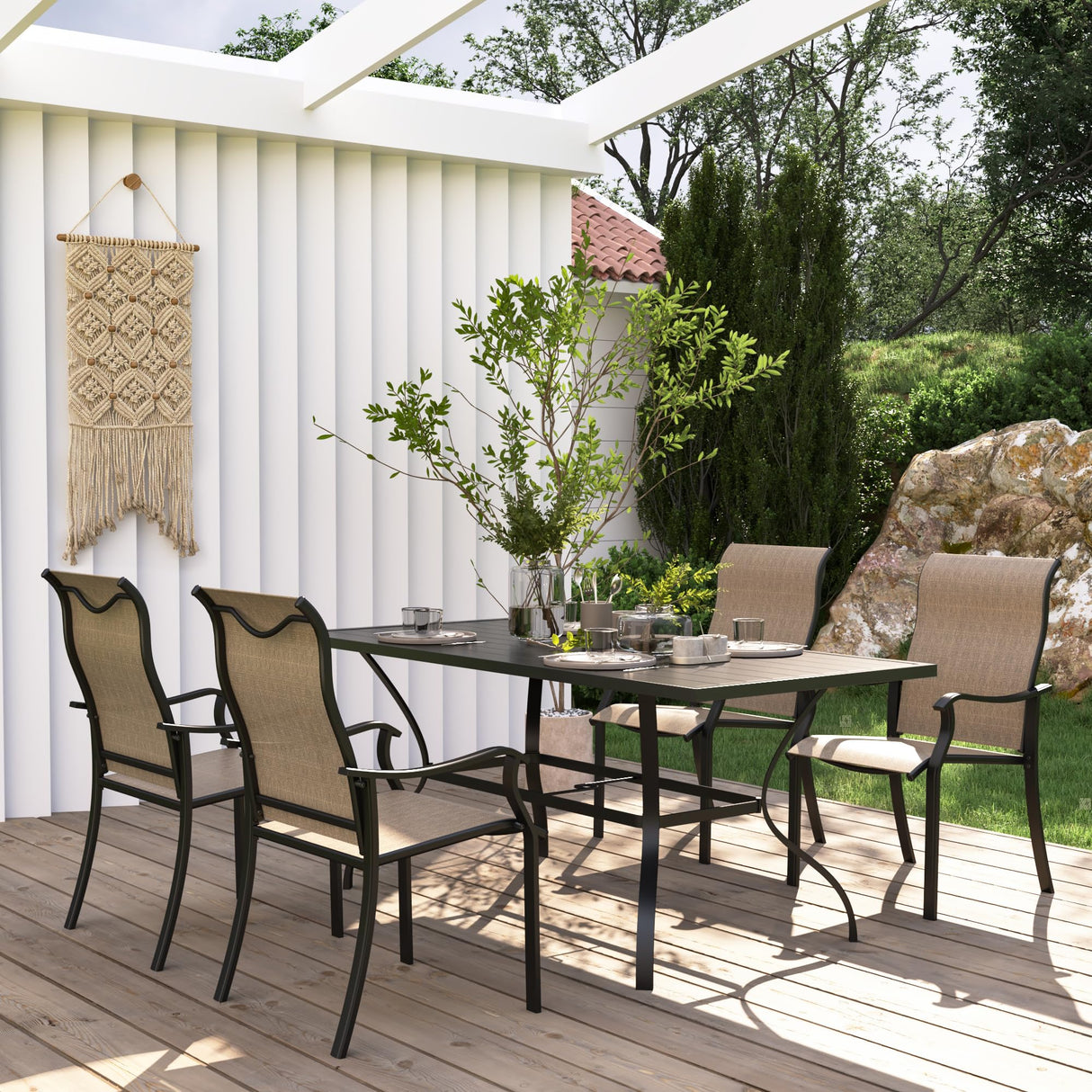 Outdoor Patio Dining Chairs Set of 4, High Back Patio Chairs