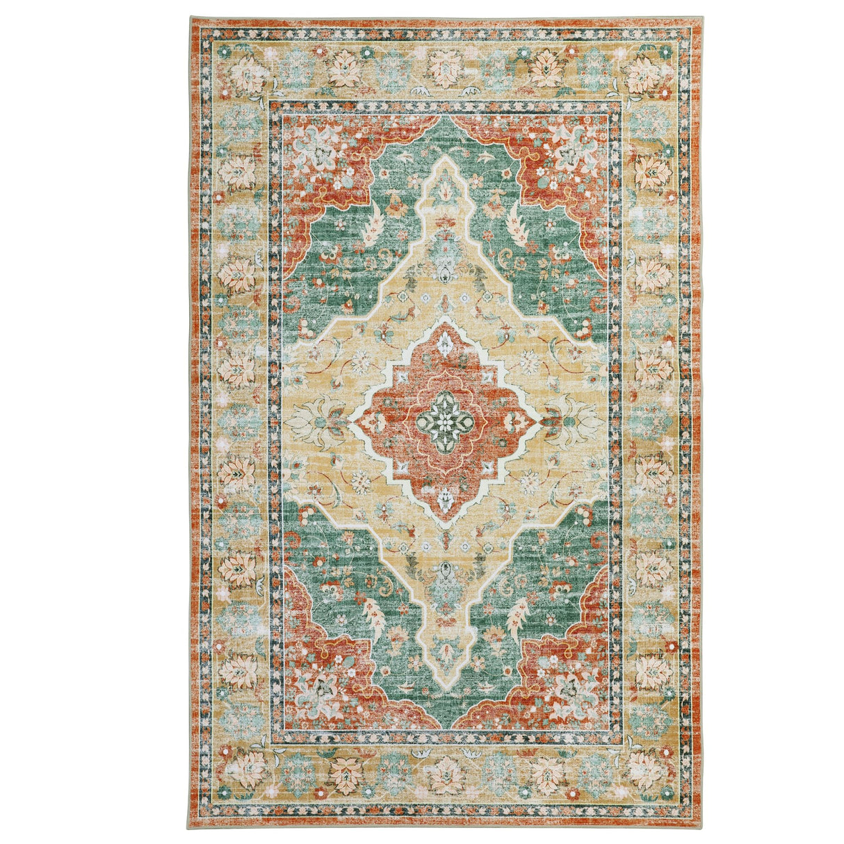 10x14 Vintage Area Rug - Large Boho Carpet with Non-Slip Backing