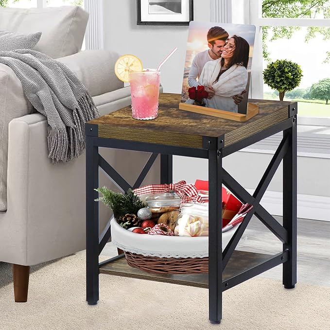 Industrial End Table, Small Side Table