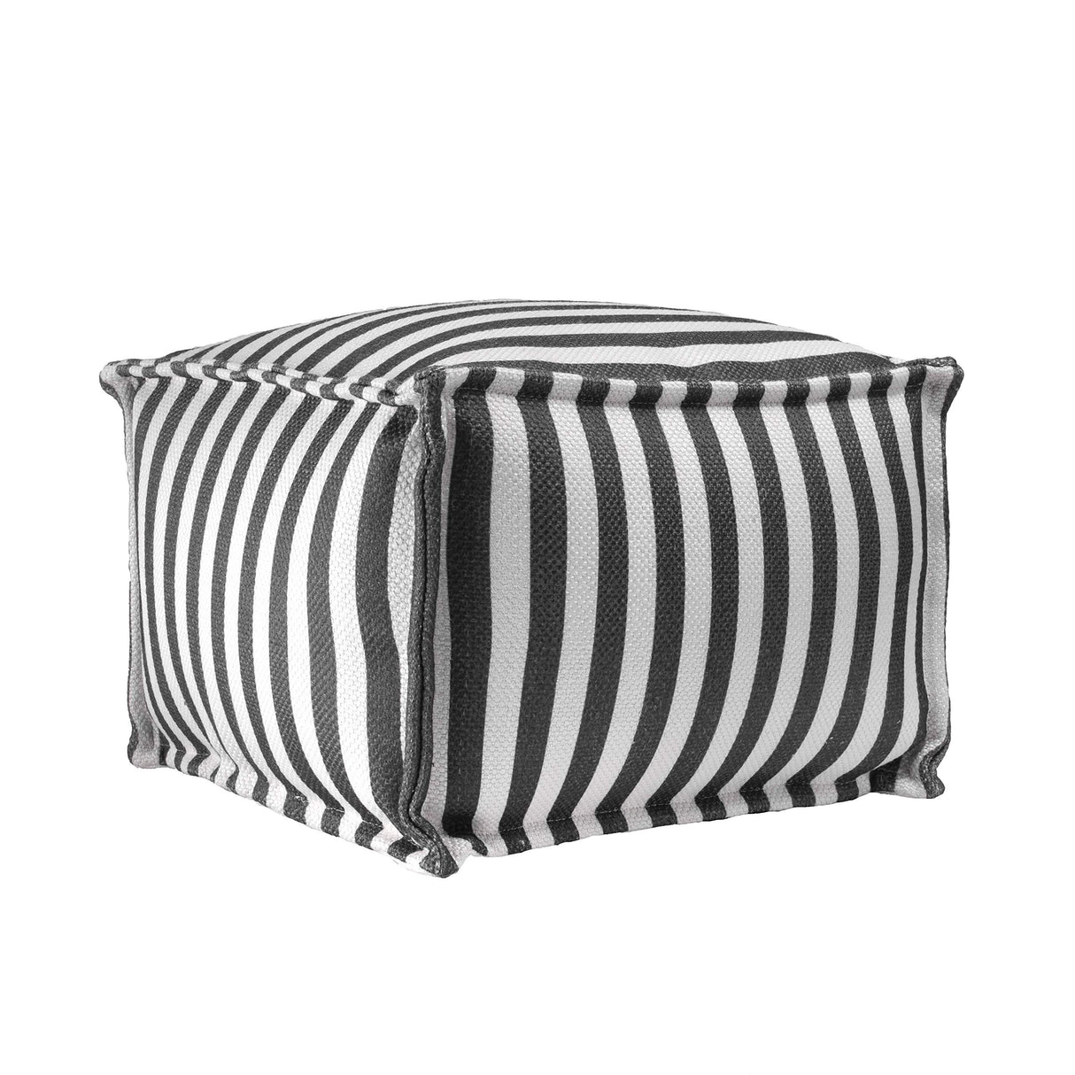 Porto Striped Indoor/Outdoor Ottoman Pouf Grey 14" x 20" x 20"