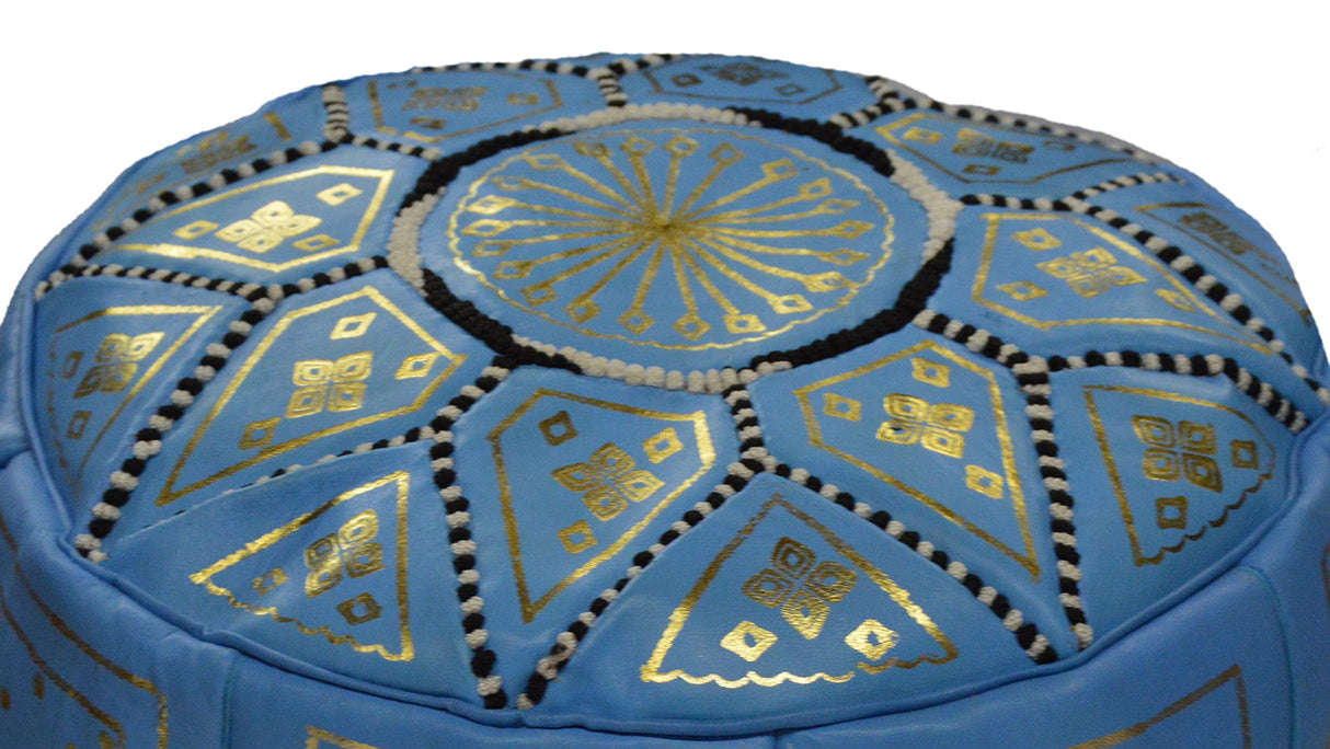 Morocco Moroccan Pouf Hand Made 100% Leather Ottoman Comfortable Round Design Foot Stool