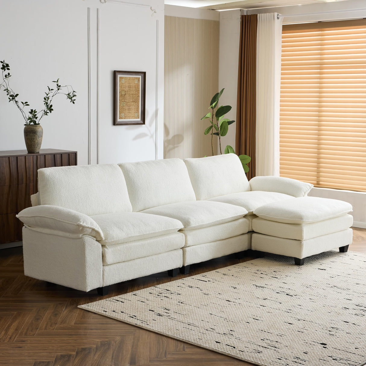 Convertible Sectional Sofa Couch with Ottoman