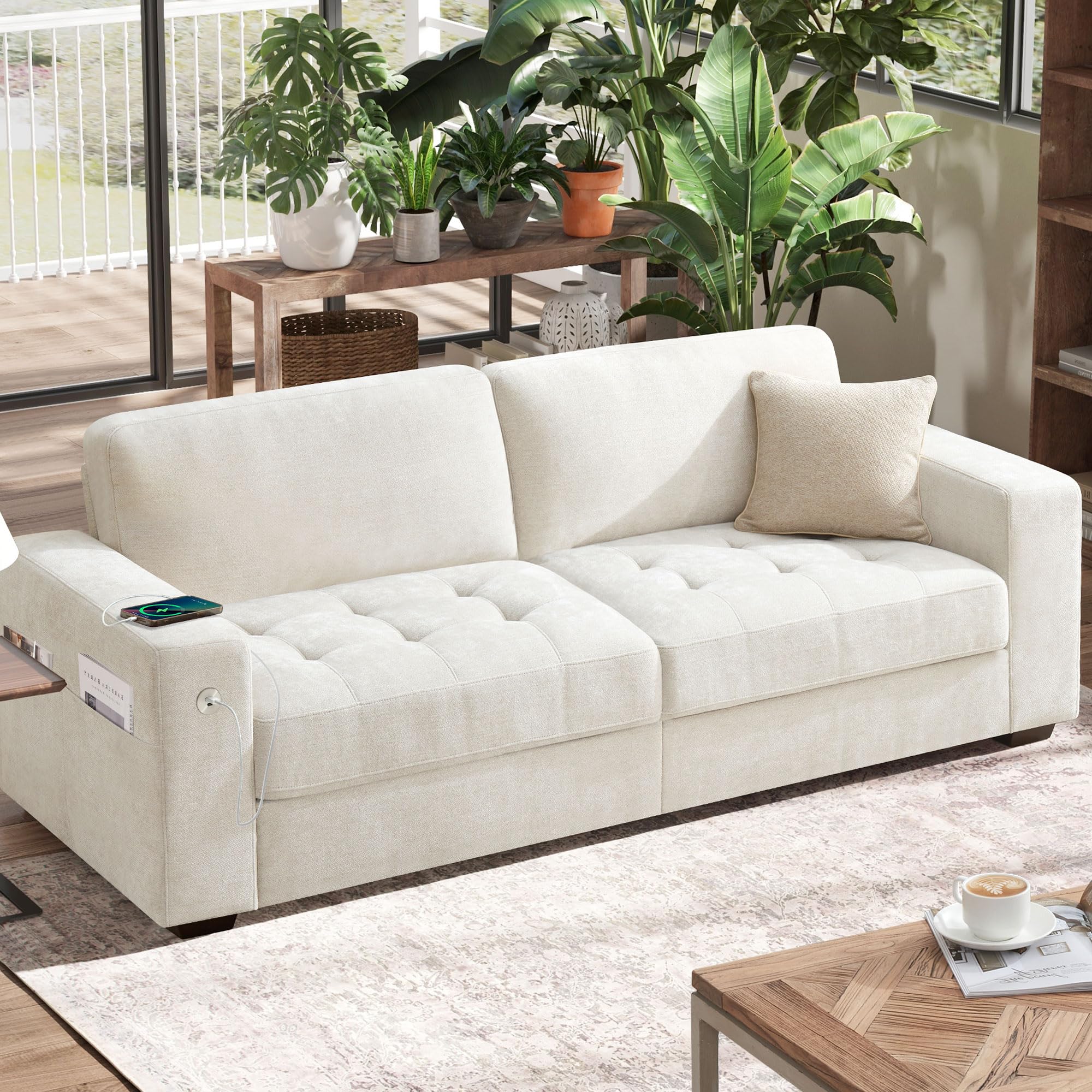 89” Sofa Couch for Living Room, Modern 3 Seater Comfy Sofa with 8” Medium Firm Seat