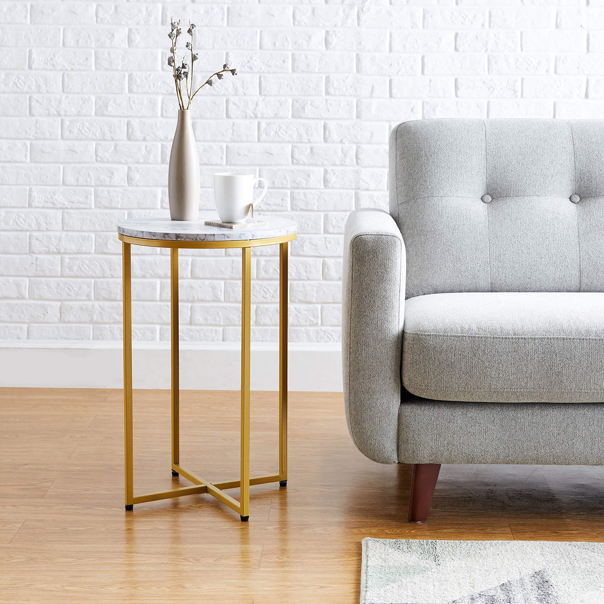 Concept Modern X-Shaped Small Round Side End Accent Table