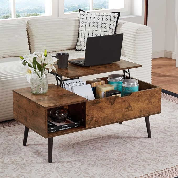 Coffee Tables for Living Room, Wood Lift Top Coffee Table with Storage Shelf