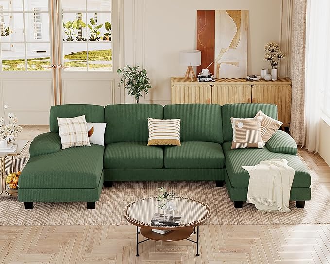 U Shaped Couch with Chenille Fabric Sectional Couches for Living Room