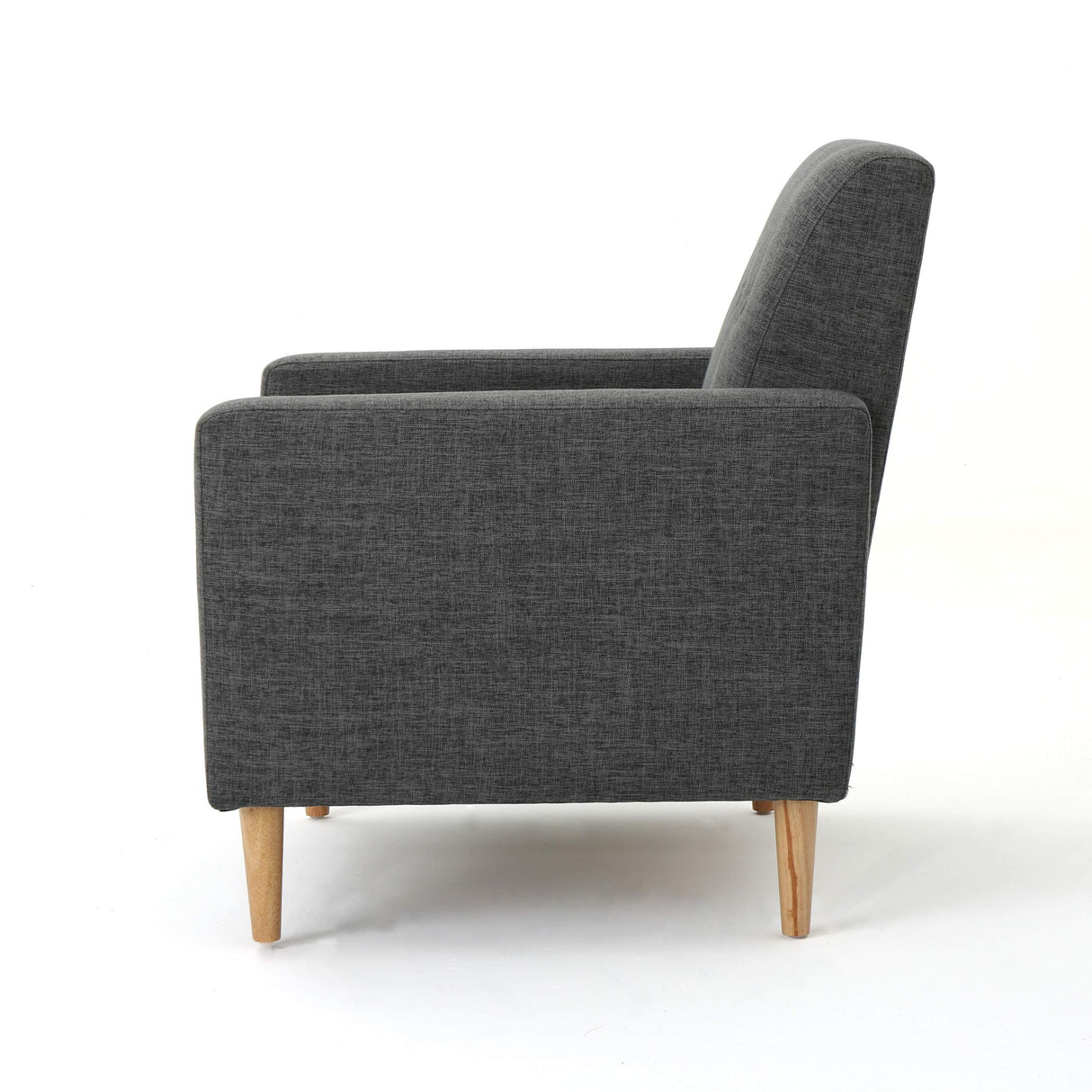 Sawyer Mid-Century Modern Tufted Fabric Club Chair, Grey / Natural