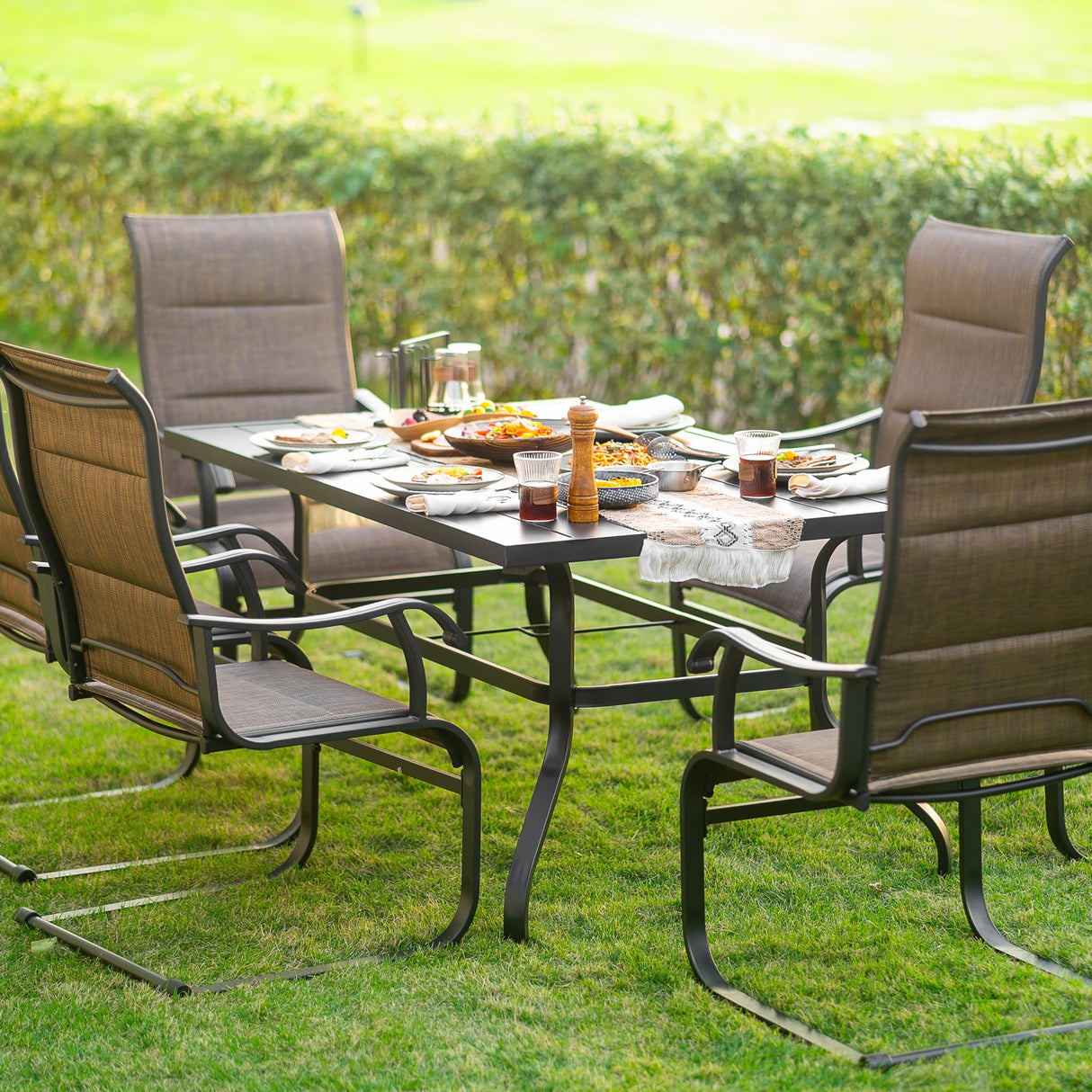 Patio Dining Chairs Set of 4, All Weather Outdoor Padded Textilene Patio Chairs