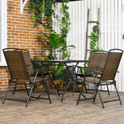 5 Pieces Wicker Patio Dining Set, Foldable Outdoor Table and Chairs