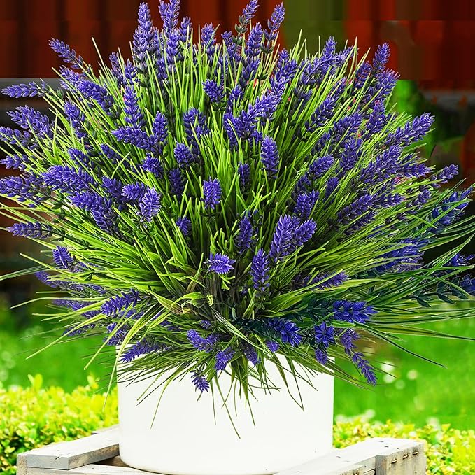 Artificial Plants Outdoor, 22 Pcs Fake Flowers UV Resistant Outdoor Fake Plants