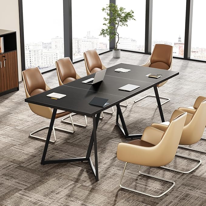 70.86-Inch Conference Table for 8, Black Conference Room Table