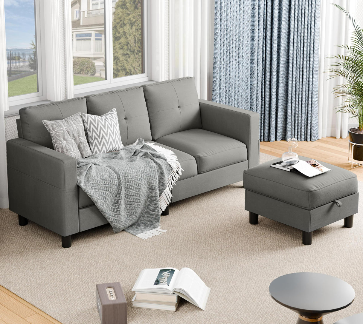 Sectional Couches for Living Room, Small L Shaped Couch Sofa with Ottoman