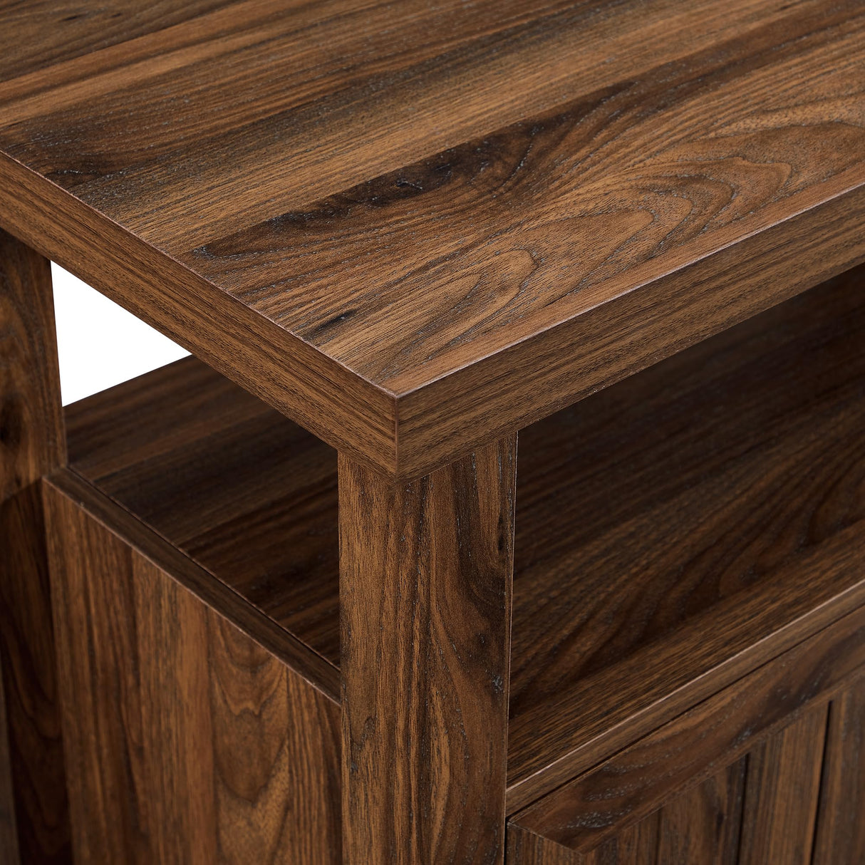 Kent Modern Rustic Grooved Door Tall TV Stand for TVs up to 65 Inches 58 Inch Dark