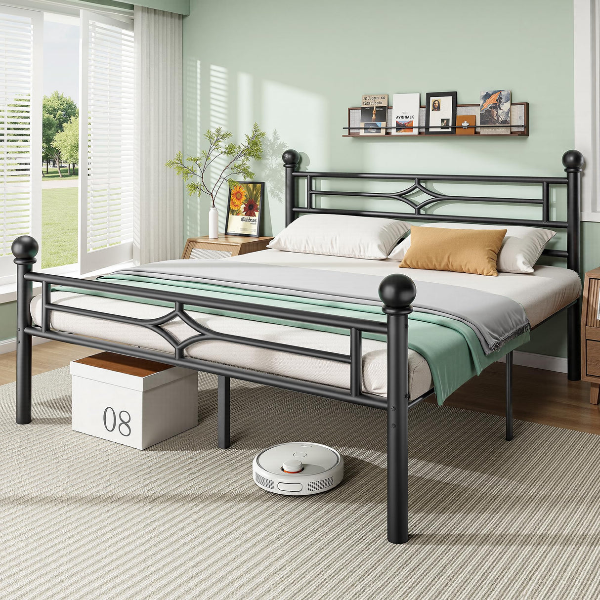 Full Bed Frame with Headboard and Footboard - Heavy Duty Metal Platform