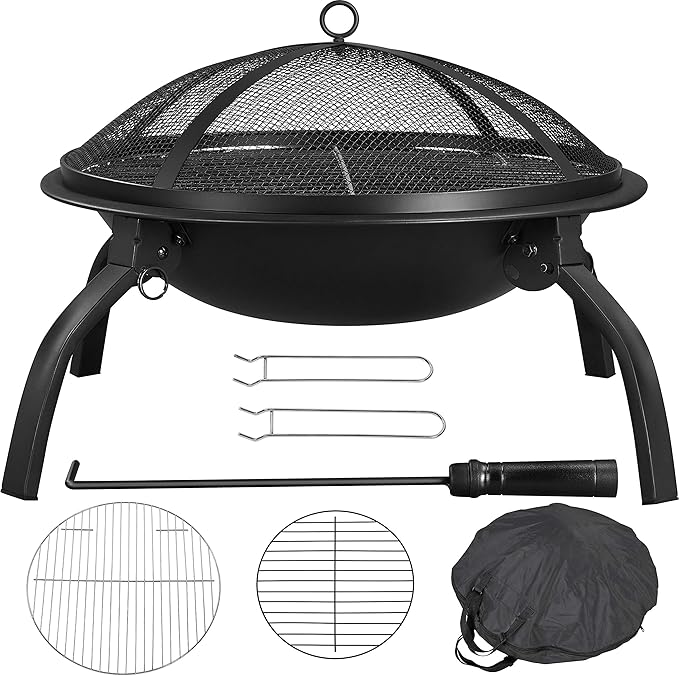 21inch Fire Pit Portable Folding Steel Fire Bowl Garden Treasures Fire Pit for Outside Fireplace