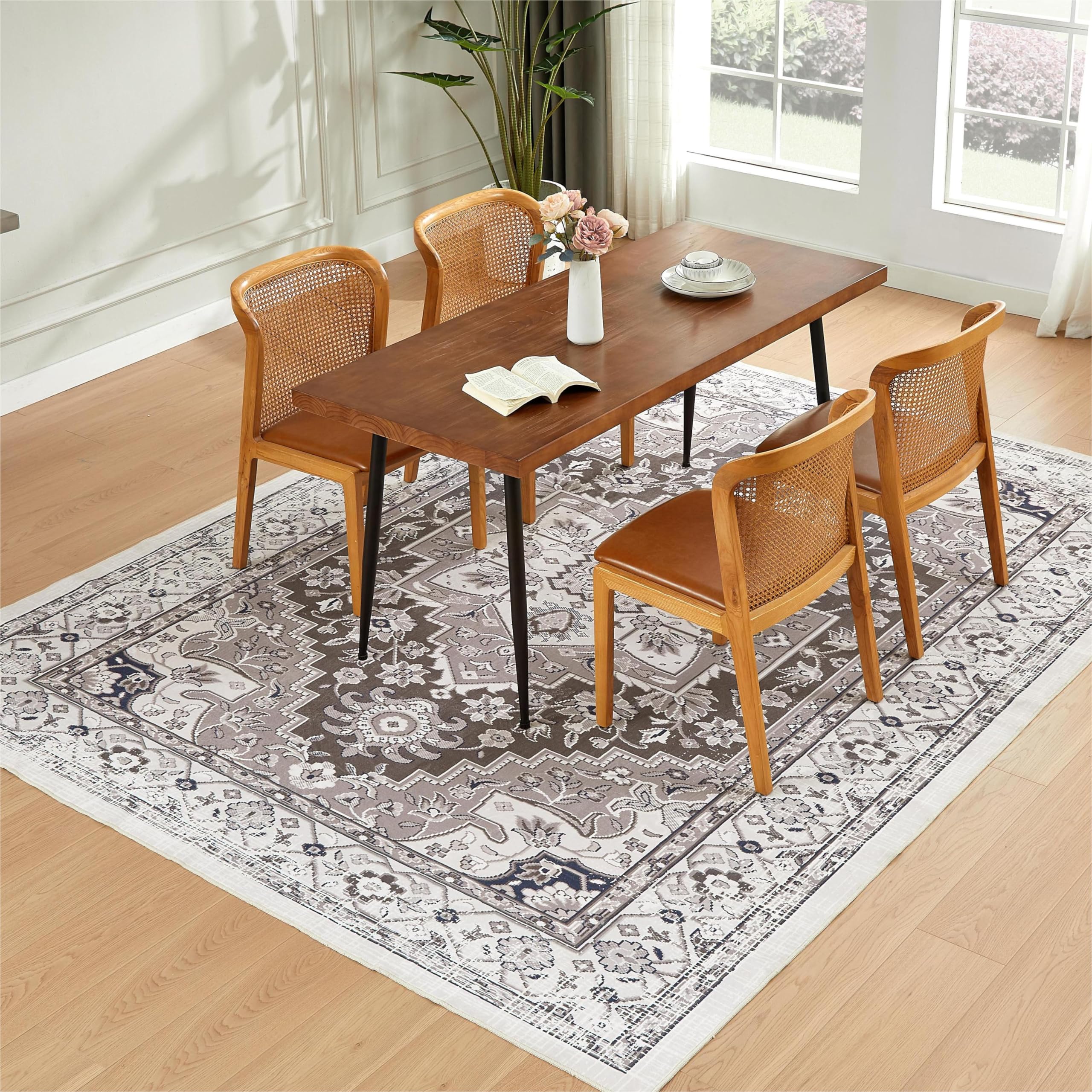 Area Rug 5'x7' Washable Rug for Living Room Stain Resistant Bedroom Rug Lightweight