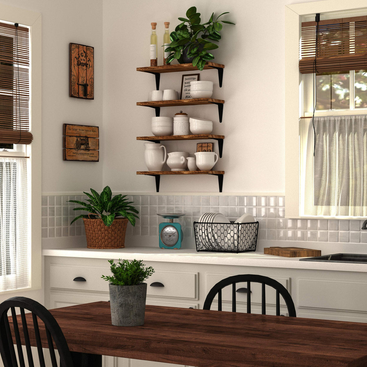 Arras Floating Shelves for Wall Storage, Wood Wall Shelves for Kitchen Organization