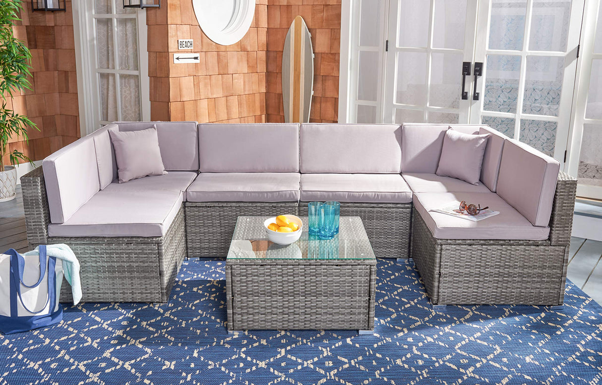 PAT7510B-2BX Collection Sectional Diona Grey Outdoor Living Patio Set, Grey/Grey