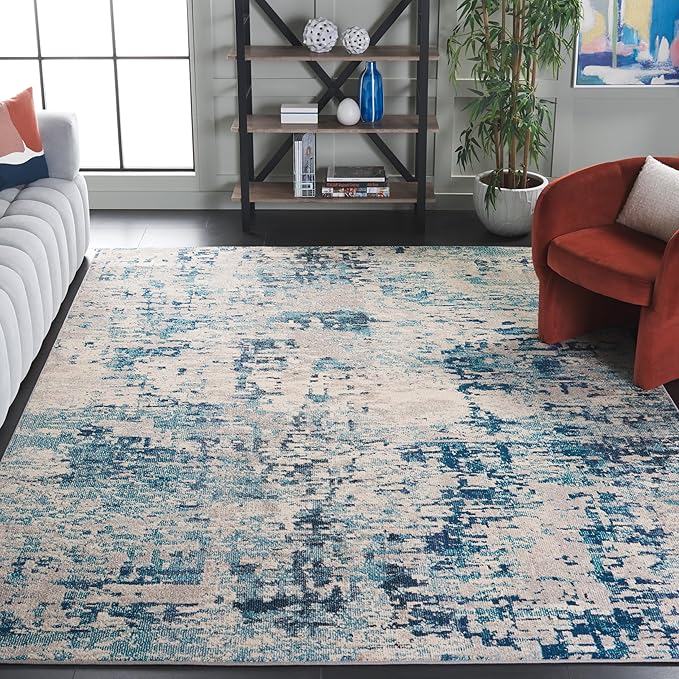Madison Collection Area Rug - 8' x 10', Grey & Blue, Modern Abstract Design
