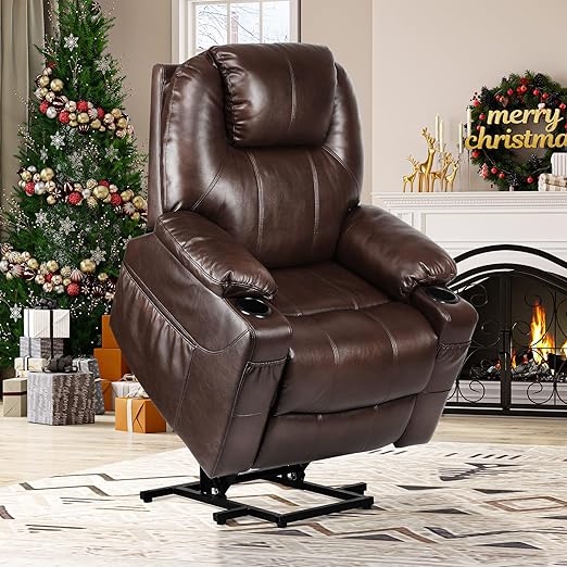 EaseMax Power Lift Recliner – Massage, Heating, USB, Faux Leather