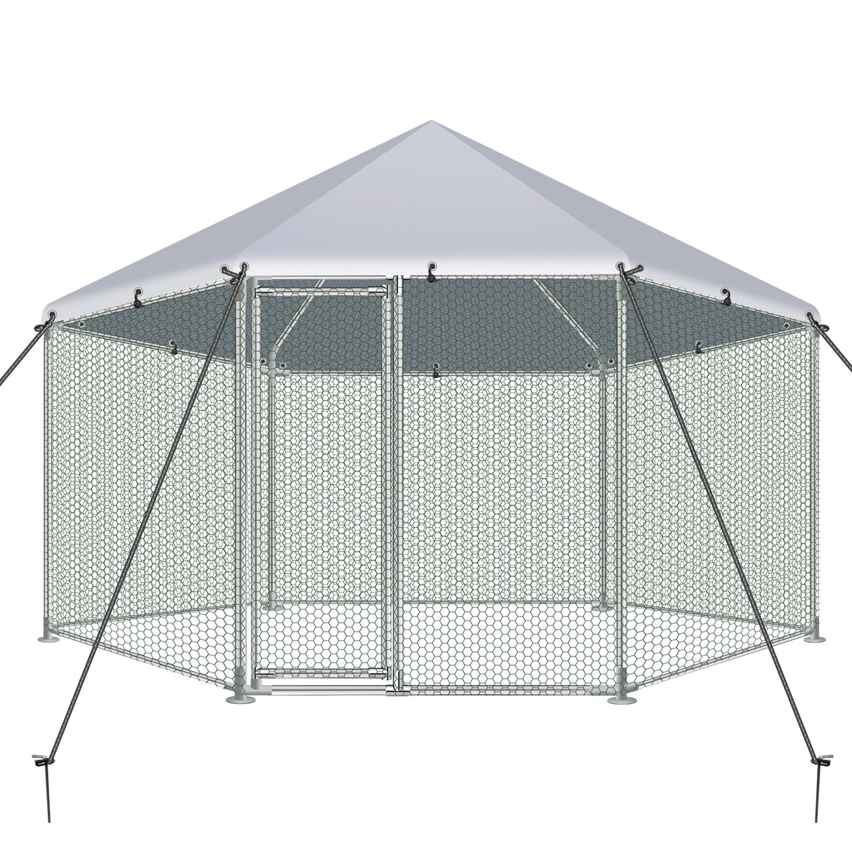 HexaHaven Hexagonal Chicken Coop – Large Outdoor Metal Run