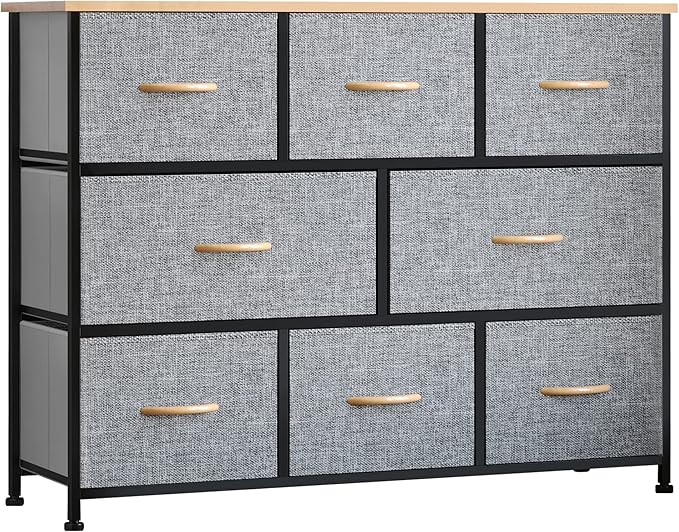 8-Drawer Dresser, 3-Tier Fabric Chest of Drawers, Storage Tower Organizer Unit
