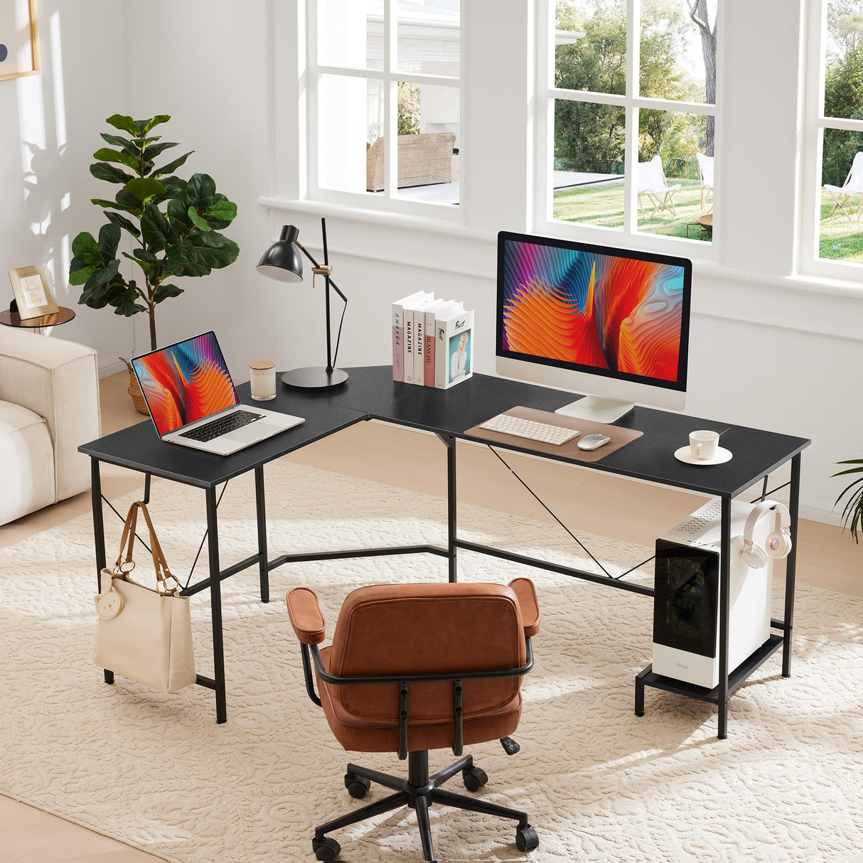 L Shaped Desk,66 Inch,Corner Desk for Home Office,Computer Gaming Table