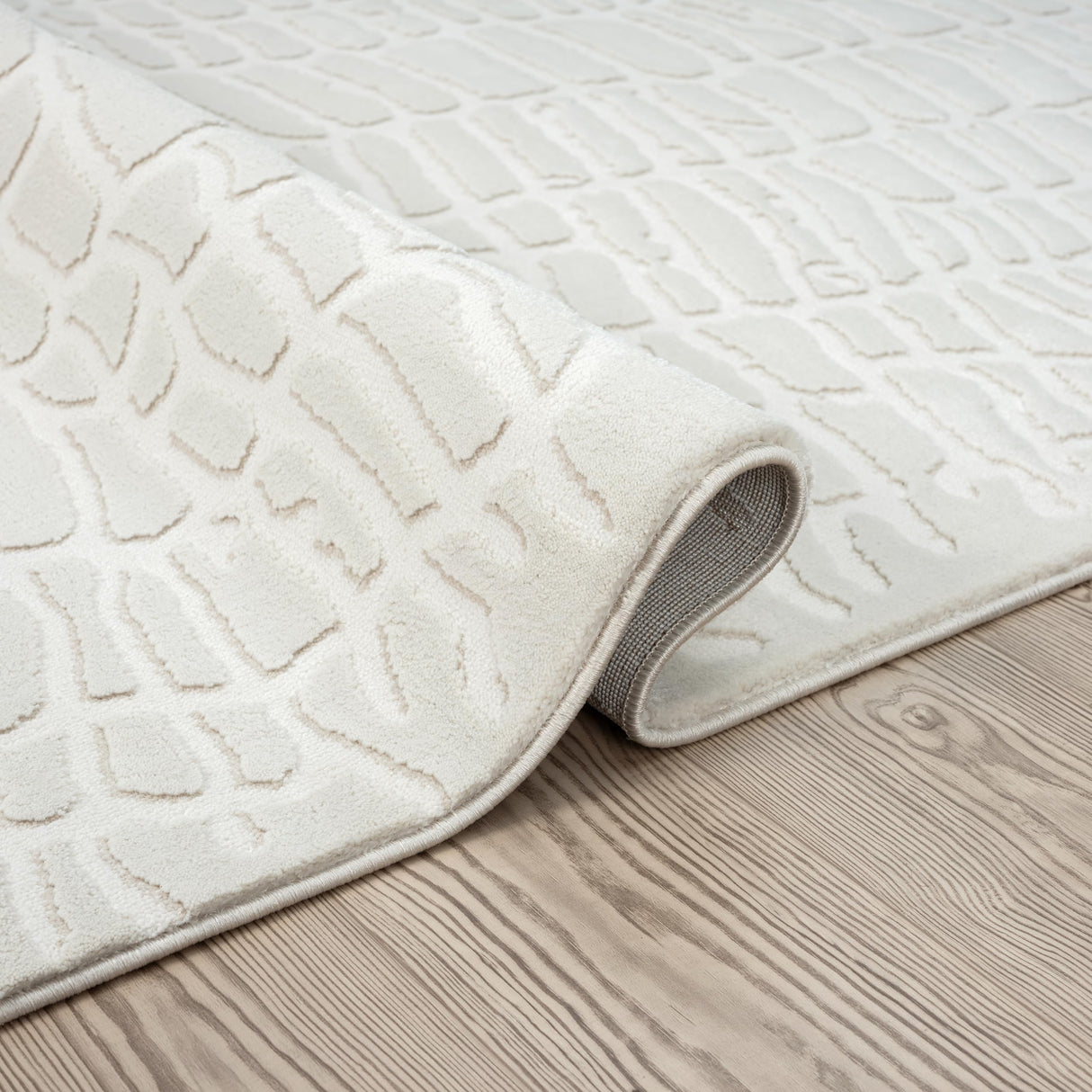 Cream Pebble Pattern Area Rug 8x10 - Durable Easy-Clean Living Room Bedroom Rug