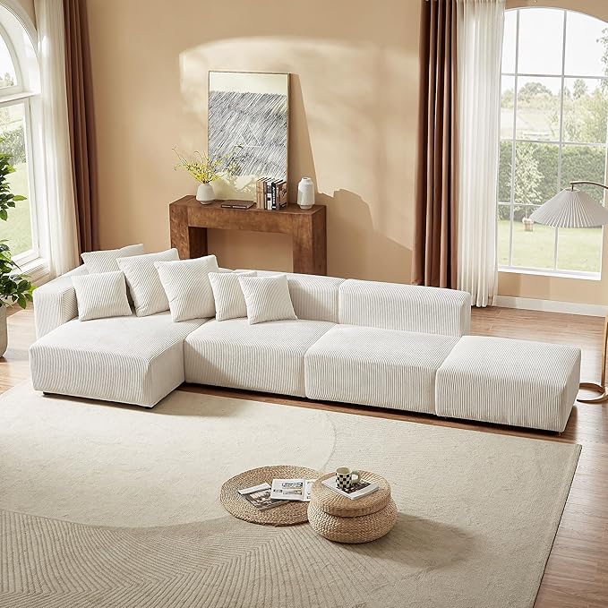 118.1" CurvaForm Modular Sectional Sofa – Modern Minimalist Couch in Beige