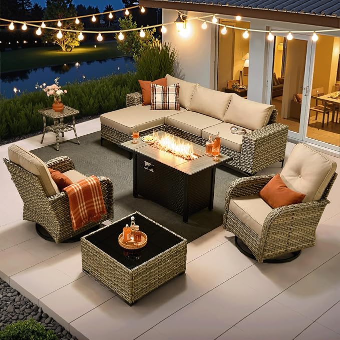 5 Pieces Patio Furniture Set Outdoor Sectional Sofa Couch with Comfy Cushions and Deep Seat