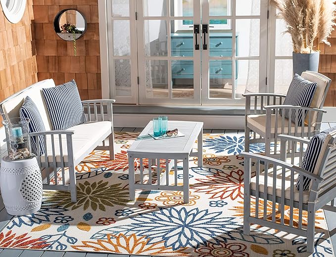 Outdoor Collection Fontana Natural/ Beige 4-Piece Conversation Patio Set with Cushions