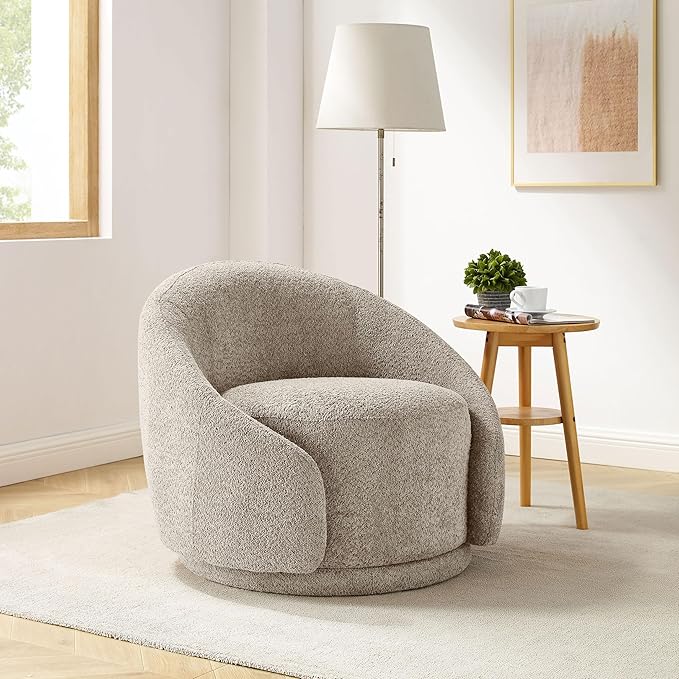 Swivel Barrel Chair, Upholstered Modern Round Accent Arm Chairs