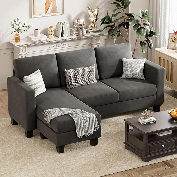 Convertible Sectional Sofa Couch, 3 Seat L-Shaped Sofa