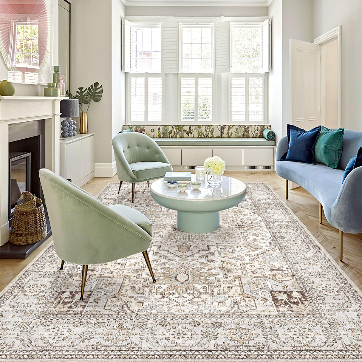 Washable 9x12 Area Rugs, Large Rugs for Living Room, Washable Rugs 9x12 for Bedroom